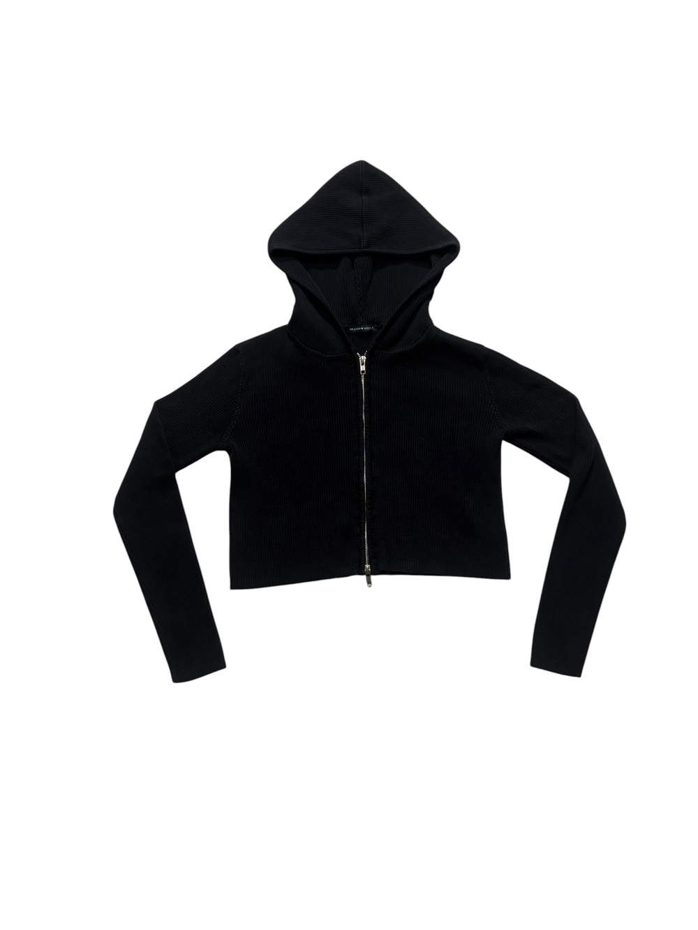 Brandy Melville Black Cropped Hooded Zip Jacket
